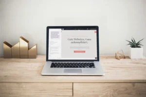 Mockup der WordPress-Website walz.digital mit geöffnetem Elementor und Angie